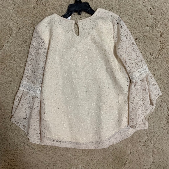 EUC girls lace fully lined flare sleeve top, sz L - Picture 3 of 3